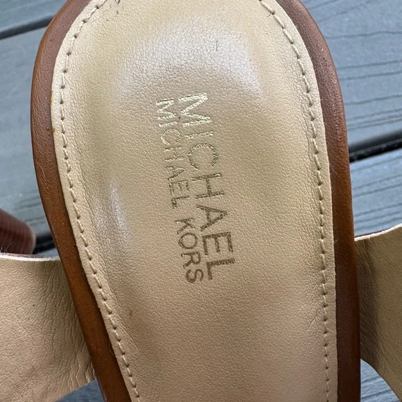 Michael Kors Brown Leather Platform Sandals - Picture 4 of 7